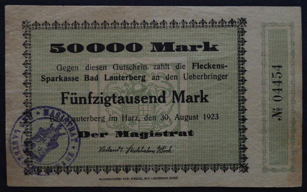 Германия 50000 марок 1923 год.