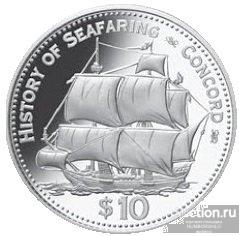Соломоновы Острова 10 долларов, 2008  История мореплавания - Конкорд