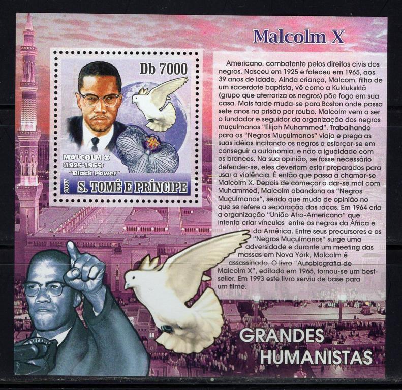 Сан-Томе и Принсипи,  2007г., Великие гуманисты, Малкольм Икс **