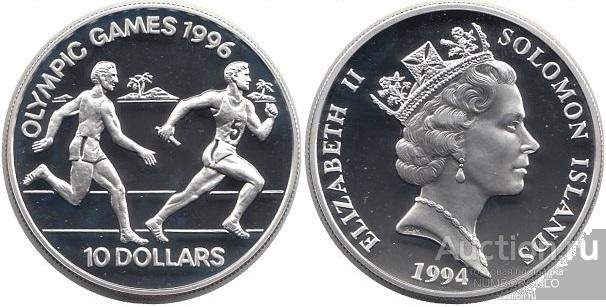 Соломоновы Острова 10 долларов, 1994 XXVI летние Олимпийские Игры, Атланта 1996