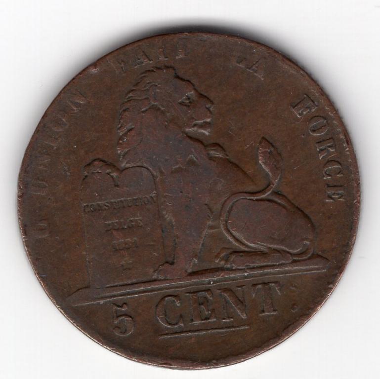 5 сантимов - Бельгия - 1837 - KM#5