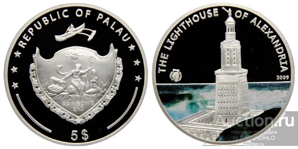 Палау 5 долларов, 2013 7 Чудес Света - Александрийский маяк
