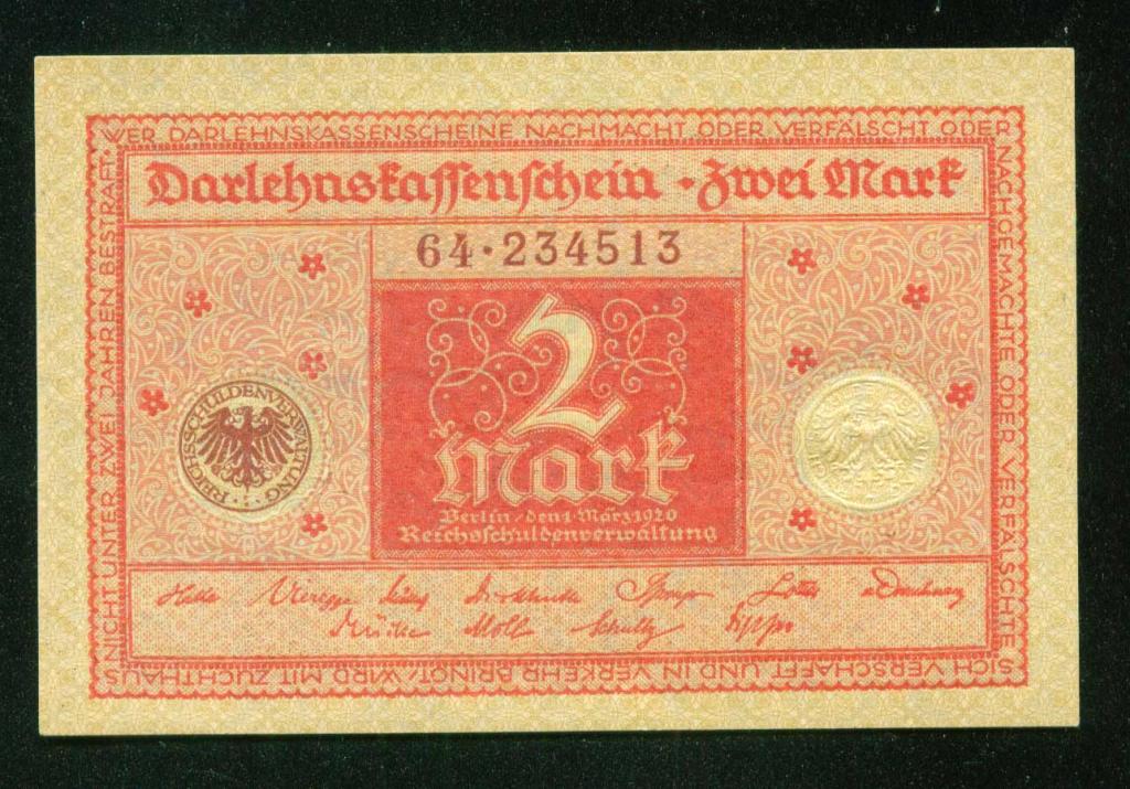 Бона Германия 2 марки 1920 года