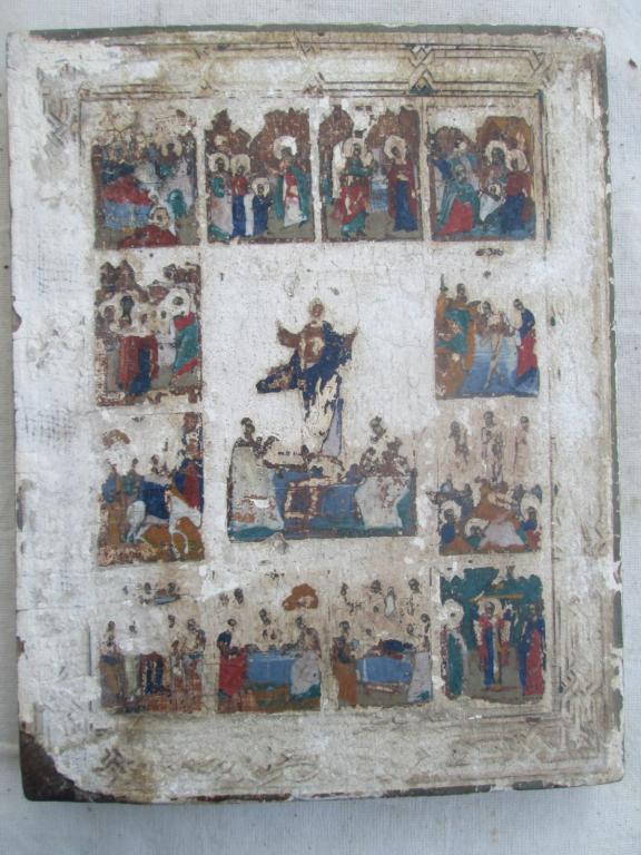 ДВУНАДЕСЯТЫЕ ПРАЗДНИКИ ,КРАСИВЕЙШАЯ ИКОНА ! КИПАРИС ,19 ВЕК !!! СУПЕР ПИСЬМО !!! КОГДА ТО ШЕДЕВР !!!