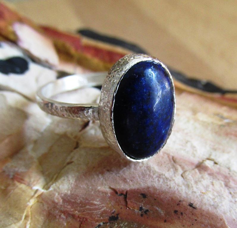 Кольцо перстень серебро 925 № 7 Лазурит