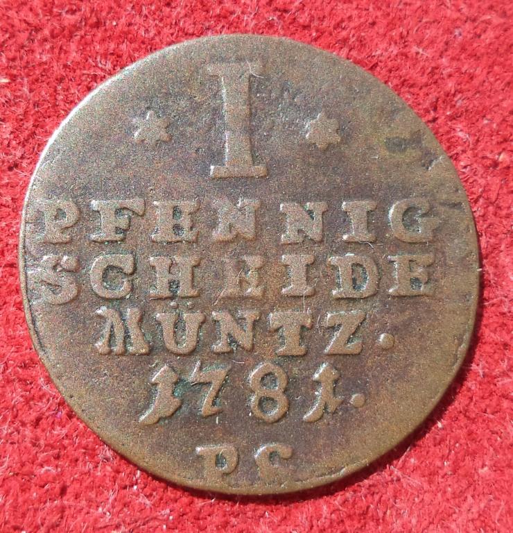 Вальдек-Пирмонт  1 пфенниг  1781  год  п.11