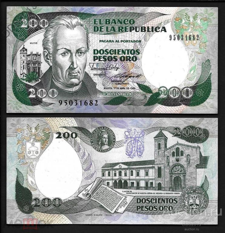 Колумбия 200 песо 1989 года P-429d (4) апрель UNC