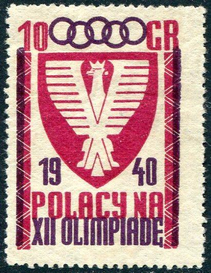 ОЛИМПИКА Польша 1940 отмененные Олимпийские игры XII Олимпиада Хельсинки виньетка** спорт непочтовая