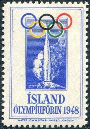 ОЛИМПИКА Исландия 1948 Олимпийские игры XIV Олимпиада Лондон Великобритания виньетка ** непочтовая