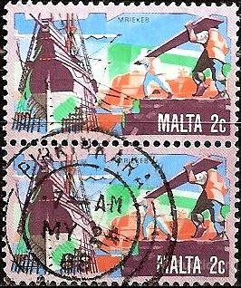Мальта 1981 MiNr 638 Стандарт. Постройка корабля (пара) (0.4 €) U.
