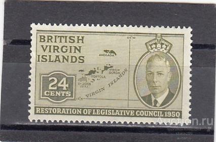 BRITISH VIRGIN ISLANDS  ВИРГИНЫ  Карта Острова 1951 № 94 Сост**  MNH