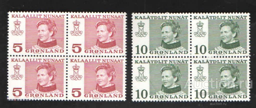 ГРЕНЛАНДИЯ  КОРОЛЕВА  МАРГРЕТЕ  КВАРТБЛОКИ   MNH** 