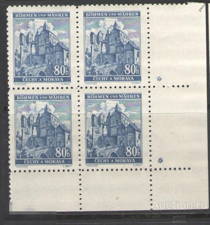 РЕЙХ ОККУПАЦИЯ БОГЕМИИ И МОРАВИИ  КВАРТБЛОК -9  1939-41г MNH**