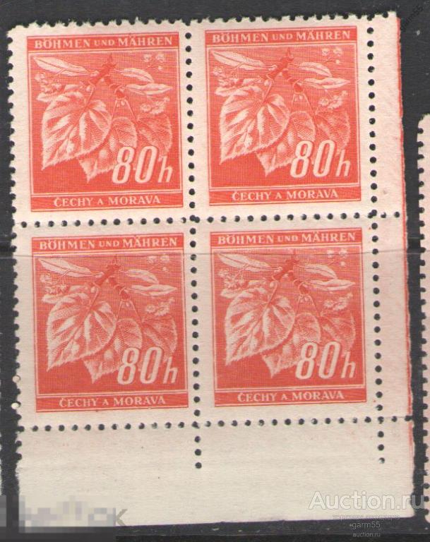 РЕЙХ ОККУПАЦИЯ БОГЕМИИ И МОРАВИИ  КВАРТБЛОК -6  1939-41г MNH**