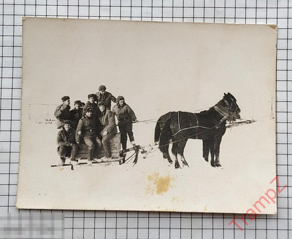Фотография военнослужащие солдаты, сани лошади, зима #33 