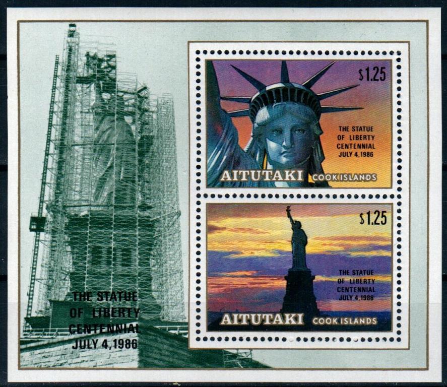 Аитутаки 1986 статуя Свободы, блок MNH