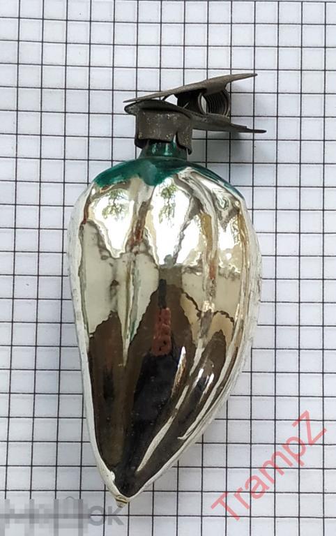 Елочная стеклянная игрушка на прищепке перец * 