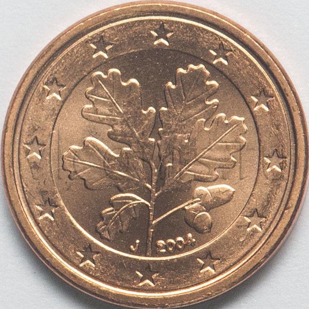 Германия 1 евроцент 2004 двор J 86031