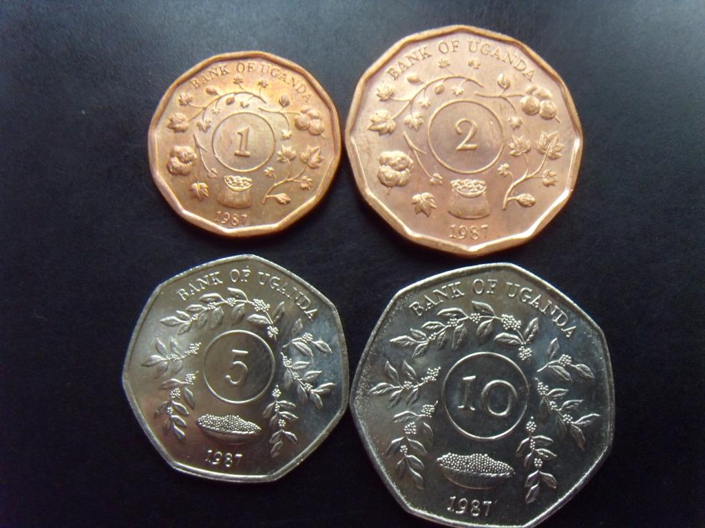 Уганда Набор 1,2, 5, 10 шиллингов 1987 г.