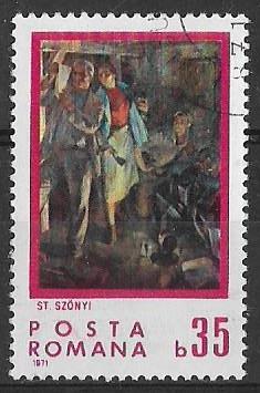 Румыния 1971 г.  50 лет румынской компартии Искусство Живопись, гаш.