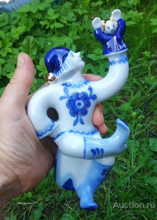 Фигурка СКОМОРОХ с КУКЛОЙ фарфор з-д Возрождение Новгород