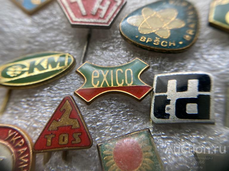 Знак Значок иностранный EXICO. ВЫСТАВКА В МОСКВЕ. ТЯЖЕЛЫЙ ЭМАЛЬ. РЕДЧАЙШИЙ RRR