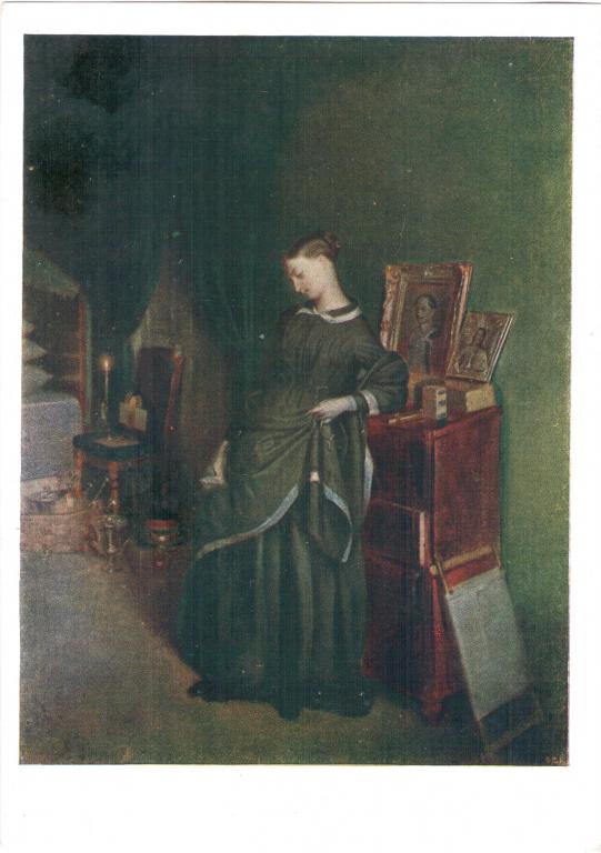 Почтовая открытка Карточка СССР Чистая 1958 Искусство Федотов Вдовушка