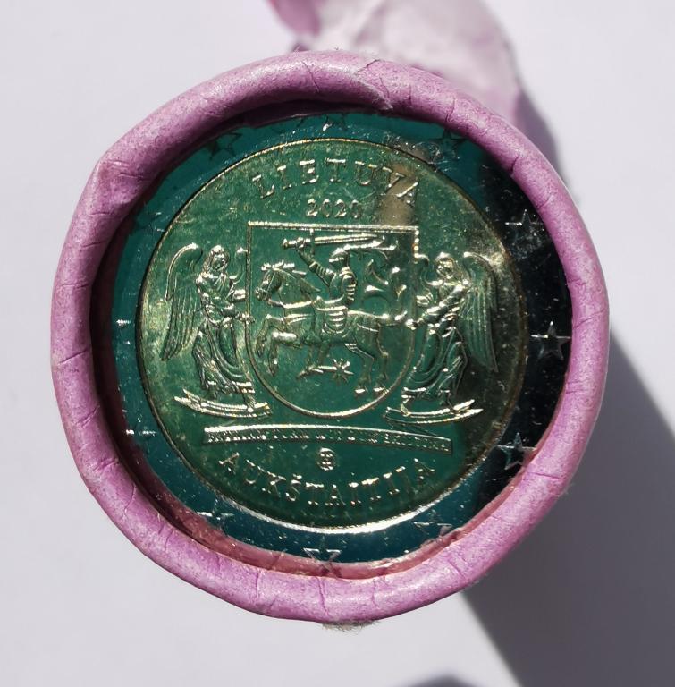 Литва 2 евро 2020 Литовские этнографические регионы Аукштайтия UNC из ролла