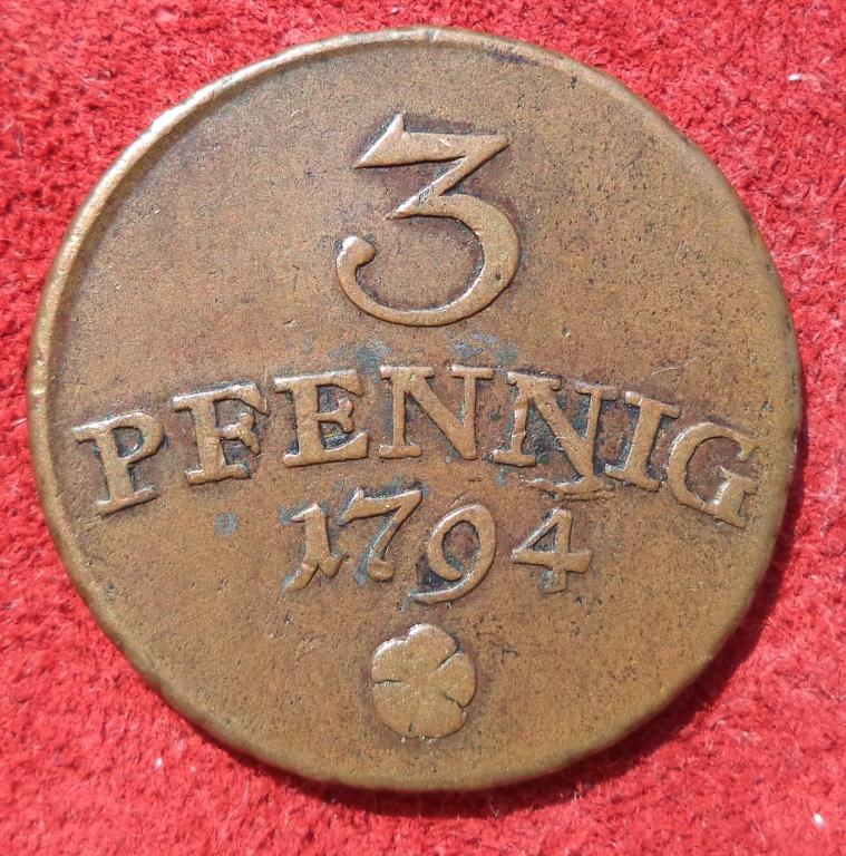 Саксен-Веймар-Эйзенах 3 пфеннига 1794 год п.9