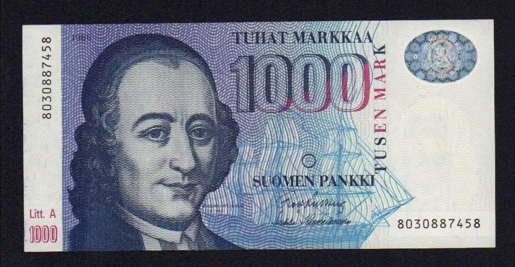 ФИНЛЯНДИЯ, 1986, 1000 МАРОК [СЕРИЯ «А», ДВЕ ПОДПИСИ]