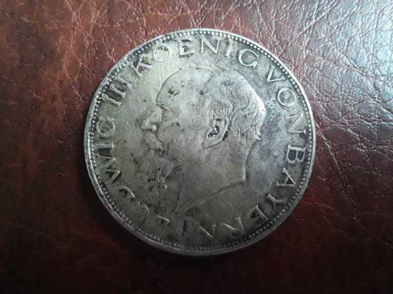 Германская империя 3 марки 1914г. Людвиг III Серебро 0.900, 33mm