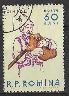 Румыния 1961 г.  Музыкальные инструменты, гаш.