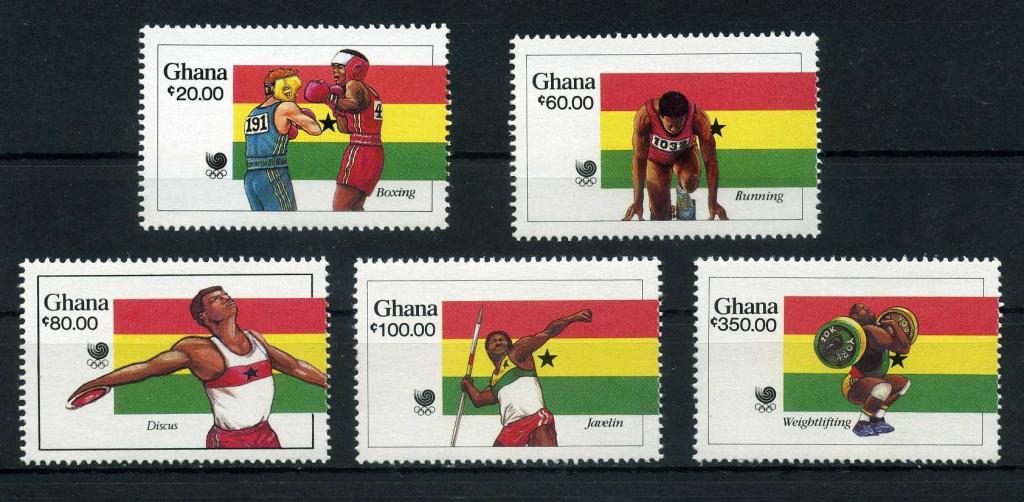 Гана Олимпийские игры 1988 Олимпиада Бокс Тяжелая Легкая атлетика MNH**
