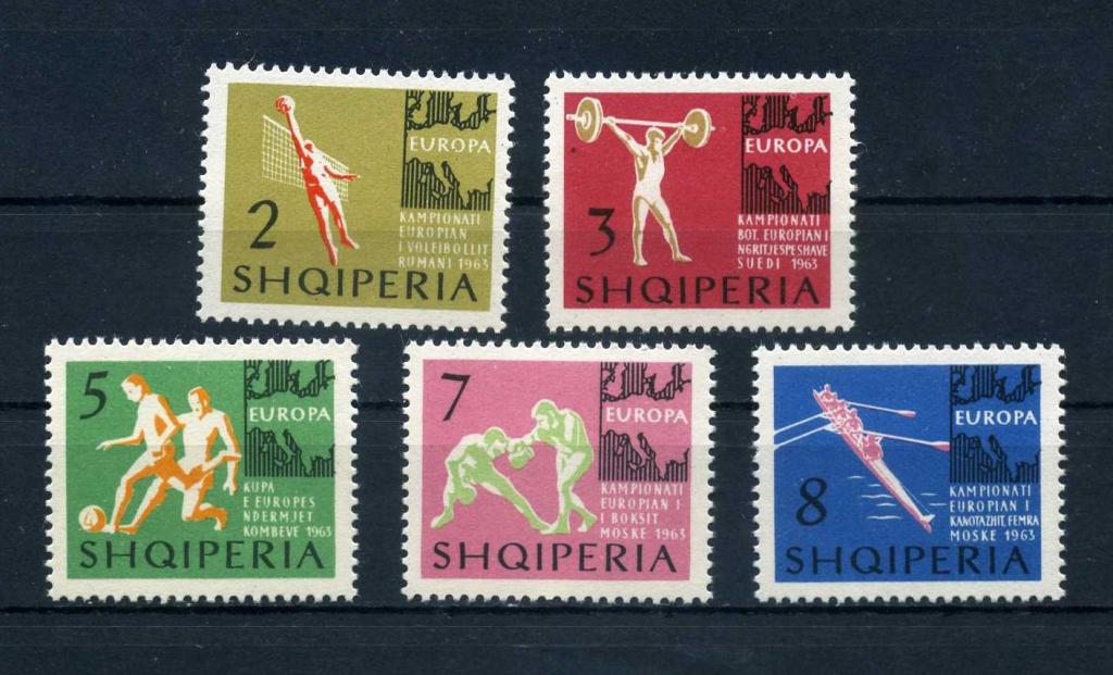 Албания Спорт 1963 Волейбол Тяжелая атлетика Футбол Бокс Гребля MNH**