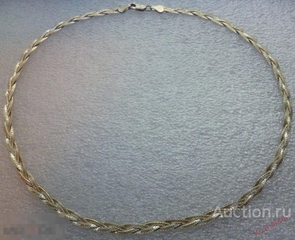 Цепь Р45см женская КОСА Серебро 925 пр Италия 