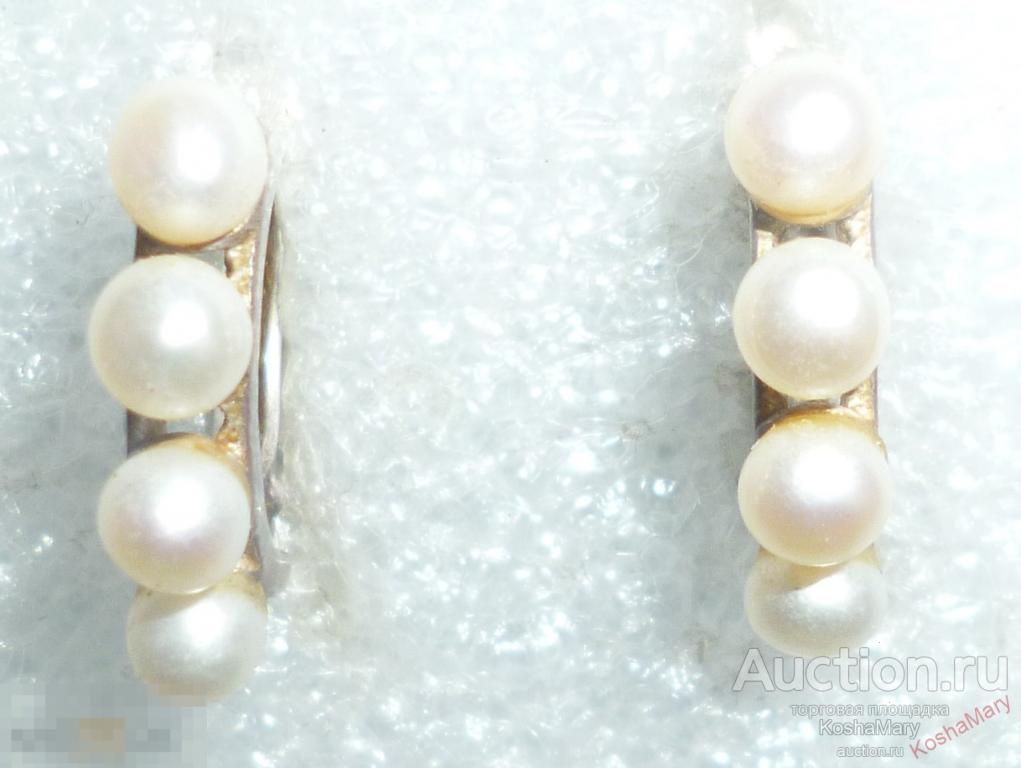 Серьги с ЖЕМЧУГОМ Серебро 925 пр кокошник 