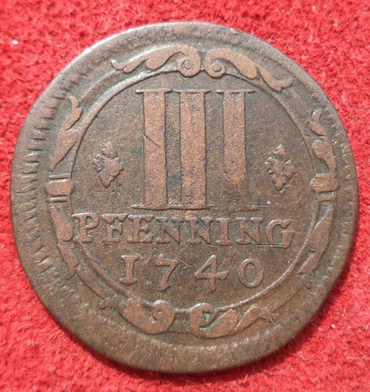 Мюнстер 3 пфеннинга 1740 год п.8