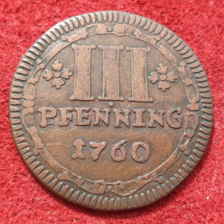Мюнстер 3 пфеннинга 1760 год п.8