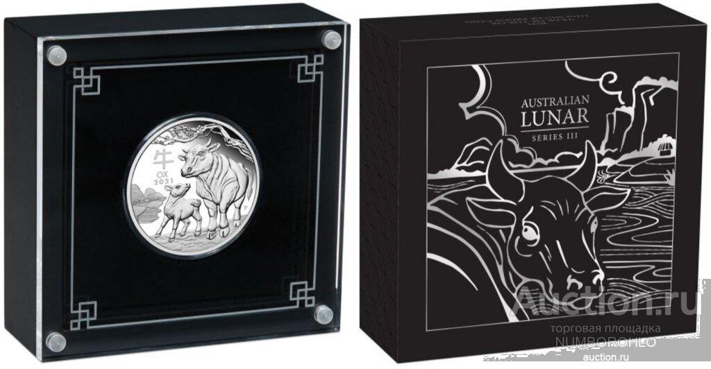 Австралия 1 доллар, 2021 Год быка /два быка/