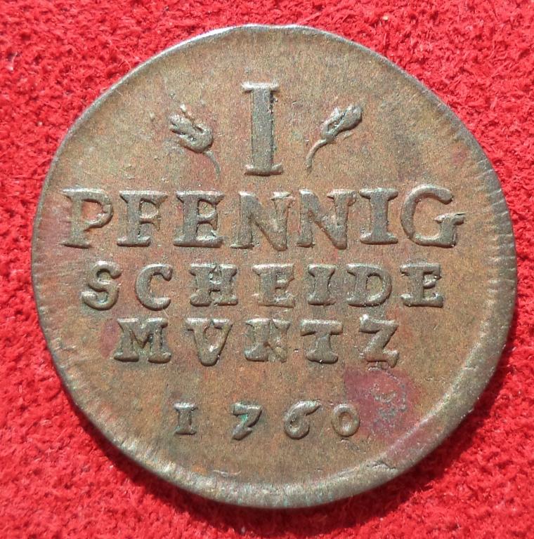 Ангальт-Бернбург 1 пфенниг 1760 год п.7