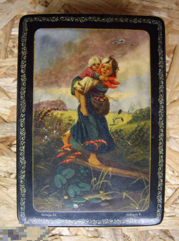 Шкатулка лаковая миниатюра Мстера художник П.Лебедев  СССР 1953 г