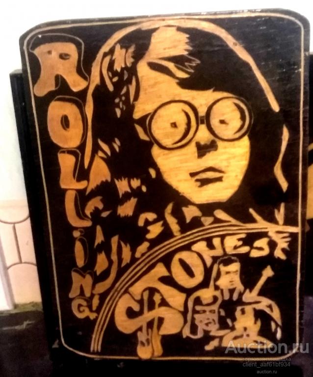 Панно Rolling Stouns ручная работа, дерево