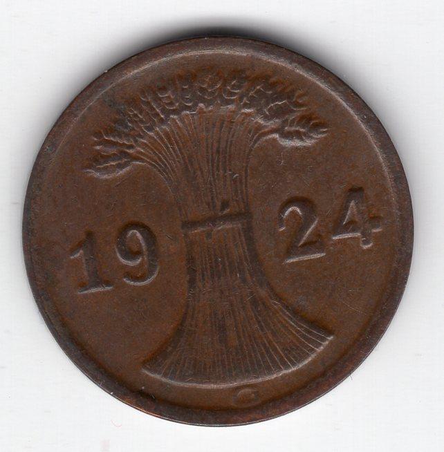 2 рейхспфеннига - Германия - 1924 G - KM#38