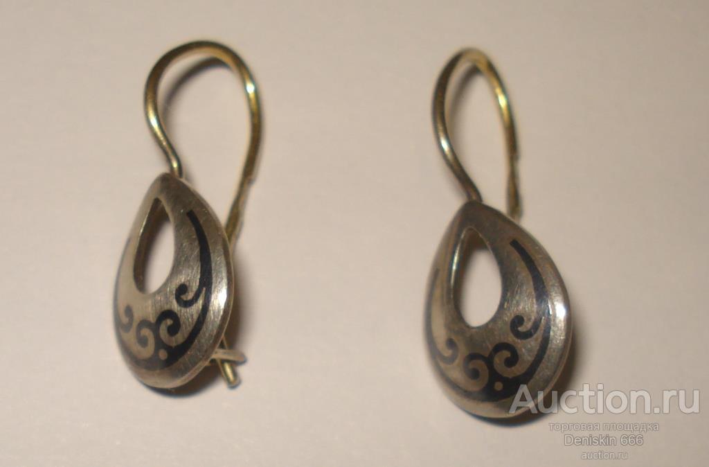 Серьги Чернь. Серебро 925 пробы. СССР