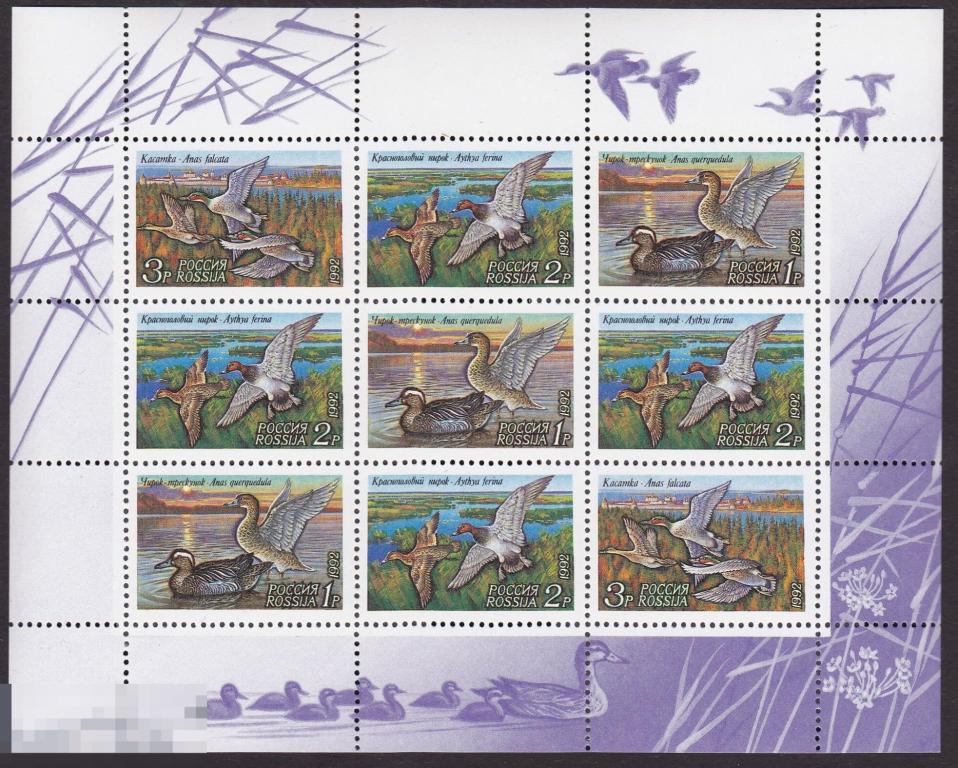 1992 г. № 35-37. Утки. Малый лист. (2) 