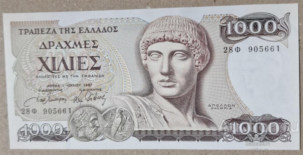 Греция 1000 драхм 1987 г. UNC.