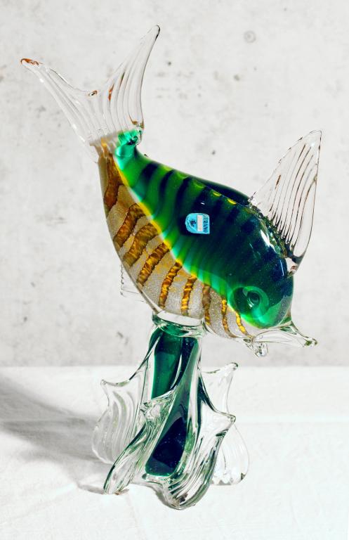 Стеклянная фигура в форме рыбы "Green" (Murano)