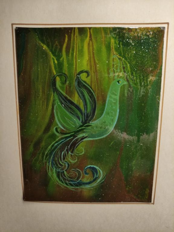 монотипия Птица Счастья, акварель вскрытая лаком, художник Козыренко В.