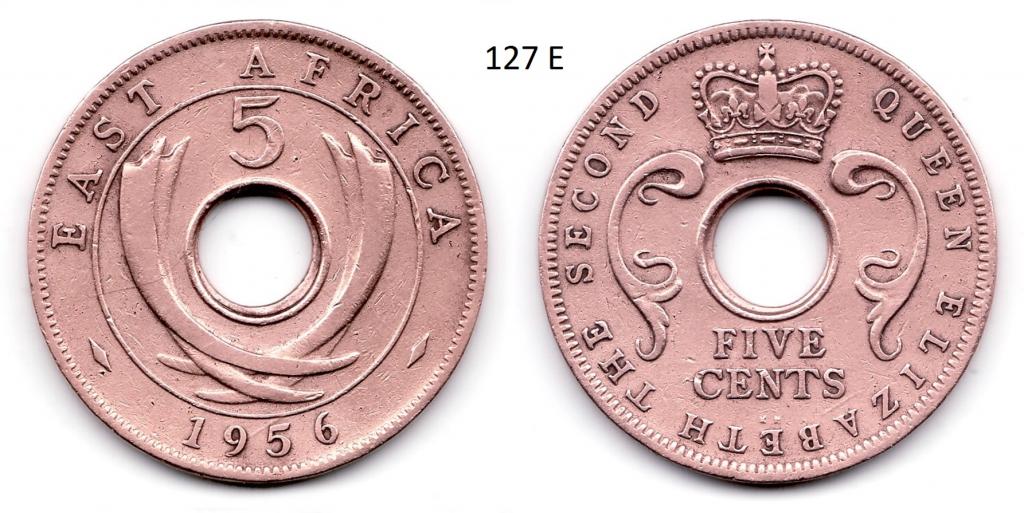 Британская Восточная Африка. 5 центов. 1956 год.