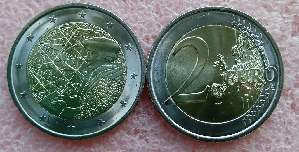 Австрия 2 евро 2022 35 лет программе Эразмус unc